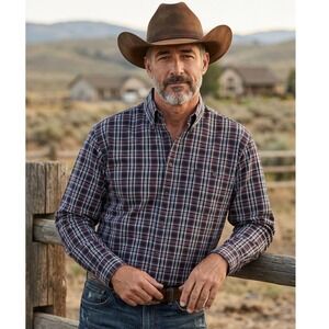 Wrangler George Strait Collection Men's Western Plaid Button Down Size Large
